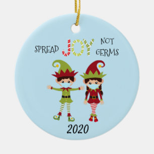 Kerst verspreidt plezier niet microben Elf 2020 Keramisch Ornament