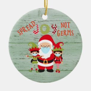 Kerst verspreidt vreugde geen microben Elf Santa 2 Keramisch Ornament