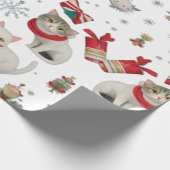 Kerst Vibes Katten Naadloos Patroon Cadeaupapier (Hoek)