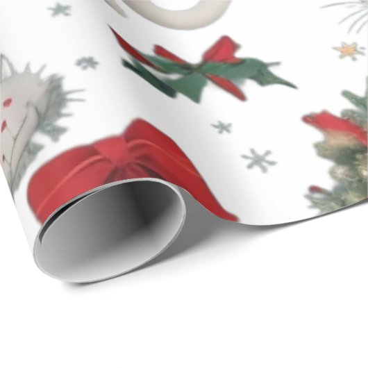 Kerst Vibes Katten Naadloos Patroon Cadeaupapier (Rol Hoek)