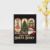 Kerst Vibes Skelet Sorta Merry Sorta Scary Kaart (Gele Bloem)