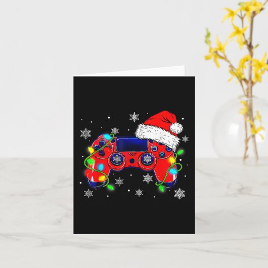 Kerst Videospel Controller Sinterklaat Hoed Gamer Kaart (Gele Bloem)