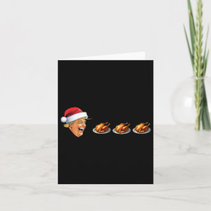 Kerst Videospel Trump Gezicht Eet Turkije Spel Kaart