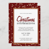 Kerst viering rood wit goud sterren kaart (Voorkant / Achterkant)