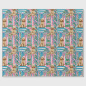 Kerst vignette Goldendoodle inpakpapier (Vlak)