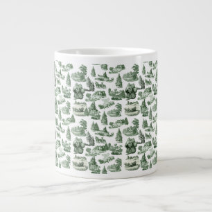 Kerst Village Thema Groen Toile Design Extra Grote Beker
