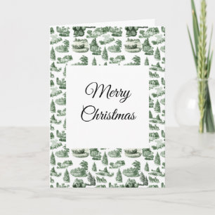 Kerst Village Thema Groen Toile Ontwerp Kaart