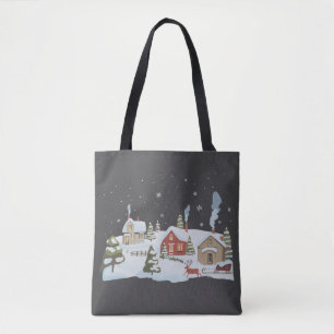 Kerst Village Vakantie Boerderij Vakantie Vintage Draagtas