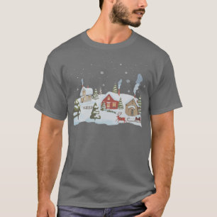 Kerst Village Vakantie Boerderij Vakantie Vintage T-shirt