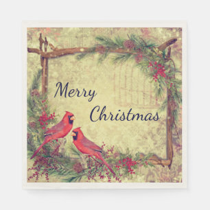 Kerst Vintage Cardinals Servet