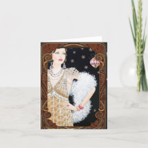 Kerst Vintage Jaren 1920 Flapper Kerstkaart 