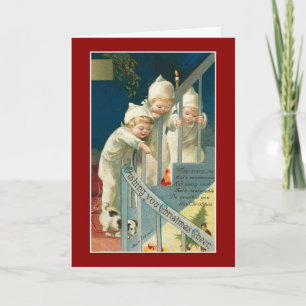 Kerst Vintage Kaart Prettig Kerstfeest Kinderen