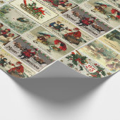 Kerst Vintage Kaarten Kerstman Collage Cadeaupapier (Hoek)