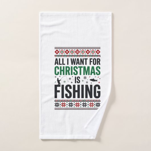 Kerst Vis Ugly Sweater Ontwerp Handdoek (Handdoek)