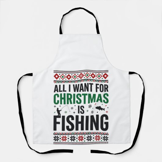 Kerst Vis Ugly Sweater Ontwerp Schort (Voorkant)