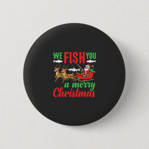 Kerst Vissen Merry Fish Jou Ronde Button 5,7 Cm