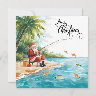 Kerst vissen met de Kerstman Feestdagenkaart