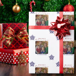 Kerst vliegtuig Sneeuwvlok Foto Grappig Aangepast Cadeaupapier