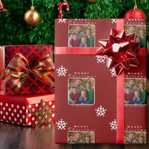 Kerst Vliegtuig Sneeuwvlok Foto Grappig Custom Cadeaupapier