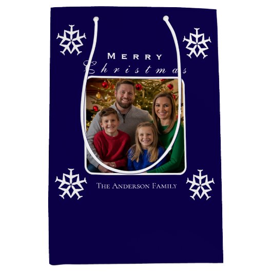 Kerst Vliegtuig Sneeuwvlok Foto Grappig Custom Medium Cadeauzakje (Voorkant)