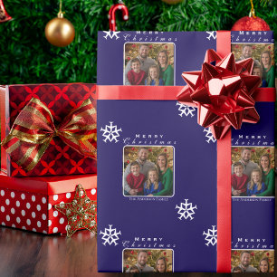 Kerst vliegtuig Sneeuwvlok Foto Grappige Aangepast Cadeaupapier