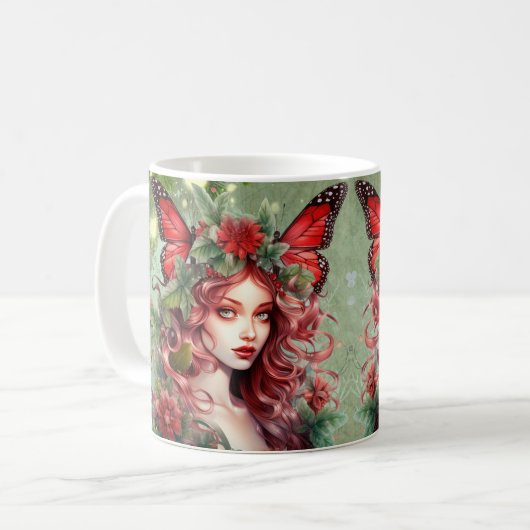 Kerst Vlinder Fairy Koffiemok (Voorkant links)