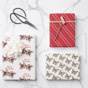 Kerst  vlinder Poinsettia Vakantie Inpakpapier Vel