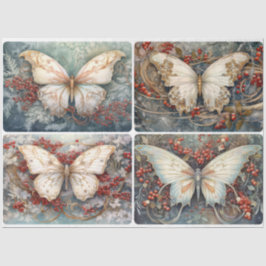 Kerst Vlinders 4 vierkant Tissuepapier
