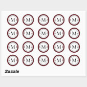 Kerst Voedsel Gift Rode Buffel Plaid Monogram Ronde Sticker (Vel)