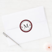 Kerst Voedsel Gift Rode Buffel Plaid Monogram Ronde Sticker (Envelop)