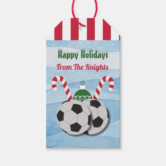Kerst Voetbal Candy Cane Gift Labels Cadeaulabel (Voorkant)