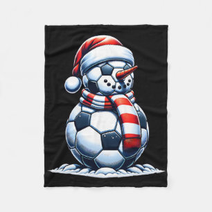 Kerst Voetbal Fan Grappige Sneeuwman Kerstman Fleece Deken