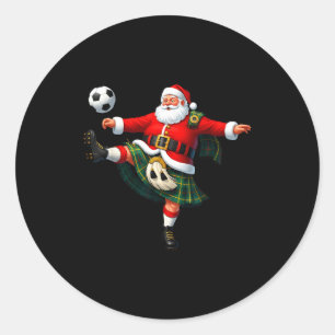 Kerst Voetbal Kerstman Grappig Voetbal Feestelijk  Ronde Sticker