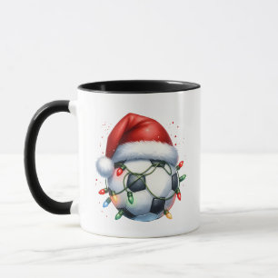 Kerst Voetbal Santa Hat Kerstvoetbal Mok