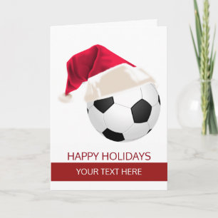 Kerst Voetbal Santa Hoed Wenskaarten Feestdagen Kaart