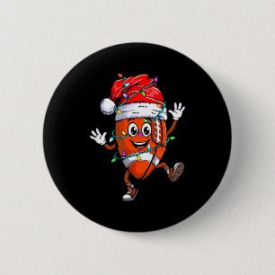 Kerst Voetbalspeler Pret Santa Sport Cadeau Mij Ronde Button 5,7 Cm