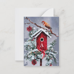 Kerst vogelhuis initiële begroting mini Kerstmis Notitiekaartje