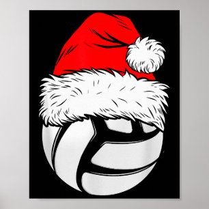 Kerst Volleybal Bal Kerstman Hoed Kerst Matching Poster