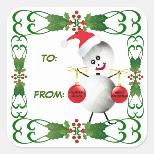 Kerst Volleybal Gift Label (Voorkant)