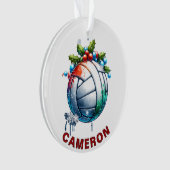Kerst Volleybal Liefhebber Aangepaste Naam Ornament (voorkant)