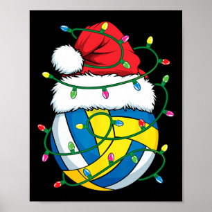 Kerst Volleybal Santa Hat Jongens Meisjes Xmas Lig Poster