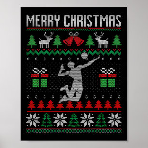 Kerst Volleybal Speler Xmas Sport Liefhebber Lelij Poster