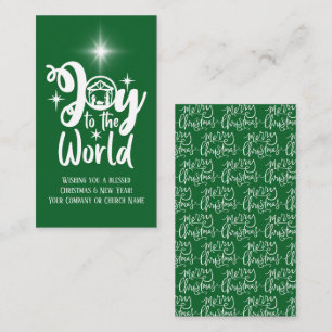 Kerst voor bedrijven — Groene witte groet Notitiekaartje