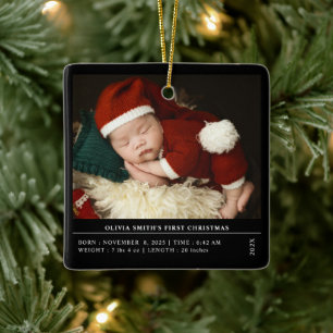 Kerst voor de baby Aankondiging geboortegegevens Keramisch Ornament