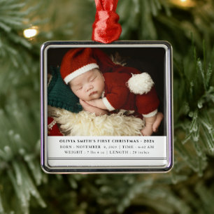 Kerst voor het eerst voor de baby  Aankondiging ge Metalen Ornament