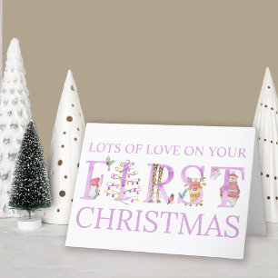 Kerst voor het eerst voor meisje Met dier ontwerp Feestdagen Kaart