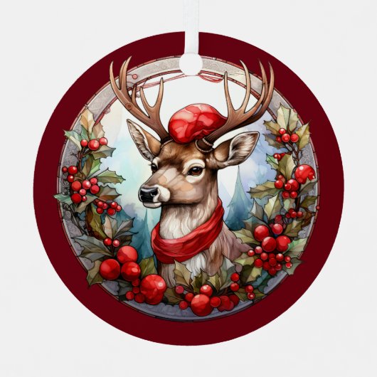 Kerst voor papa herten hoofd gewei rood blauw metalen ornament (Voorkant)