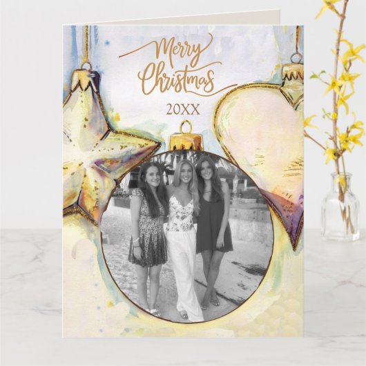 Kerst voor sierdoeleinden kaart (Gele Bloem)