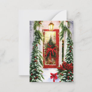 Kerst voordeur budget mini notitiekaartje