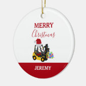 Kerst vorkheftruck keramisch ornament (Links)
